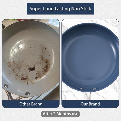 Ephaclad Stainless Steel Nonstick Frying Pan,8 Inch Healthy Non Toxic Ceramic Coating Cookware Works on Induction, Electric Stove and Gas Cooktops,PTFE PFAS PFOA Free Skillet,Dishwasher&Oven Safe