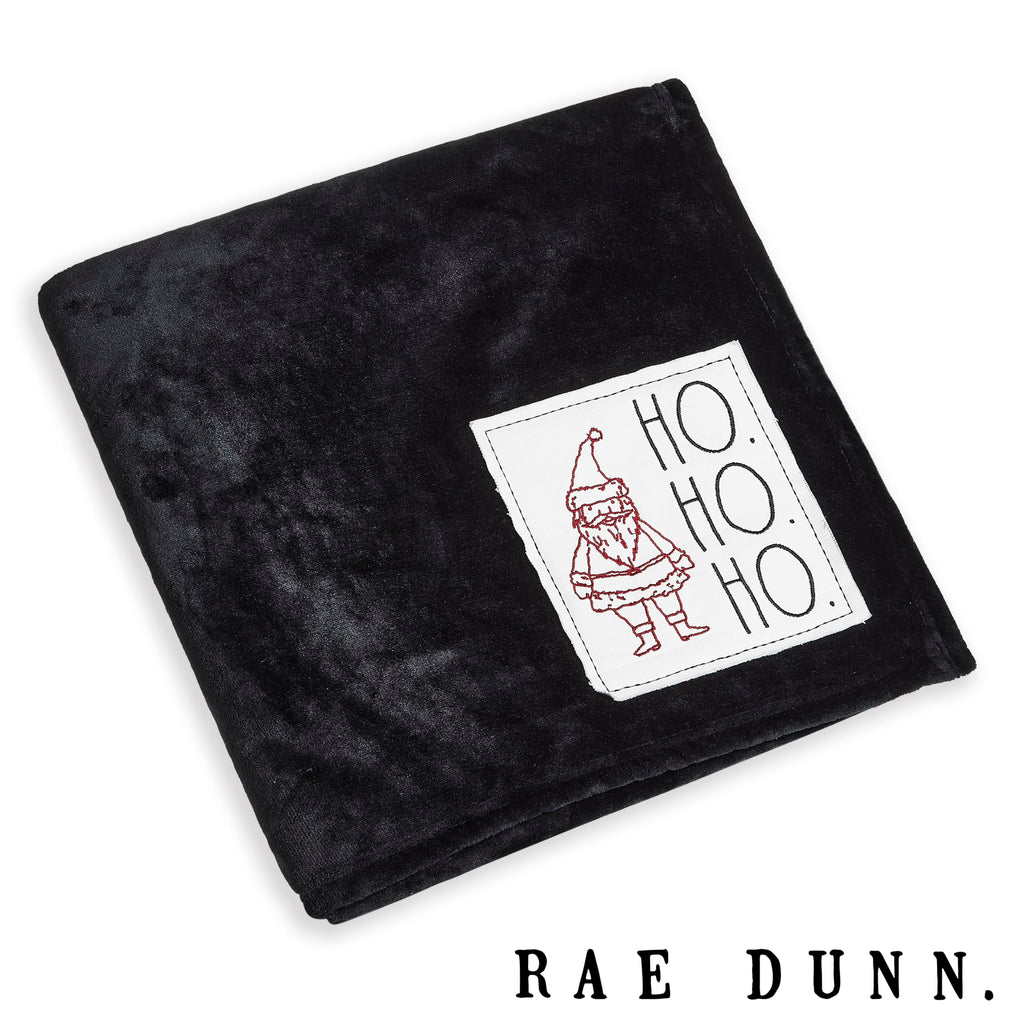 Rae Dunn Throw Blanket- Soft, Decorative Blankets for Bed or Couch, Cozy Throws for Sofa, Soft Plush Throw Embroidered HO. HO. HO., 50 inches x 70 inches