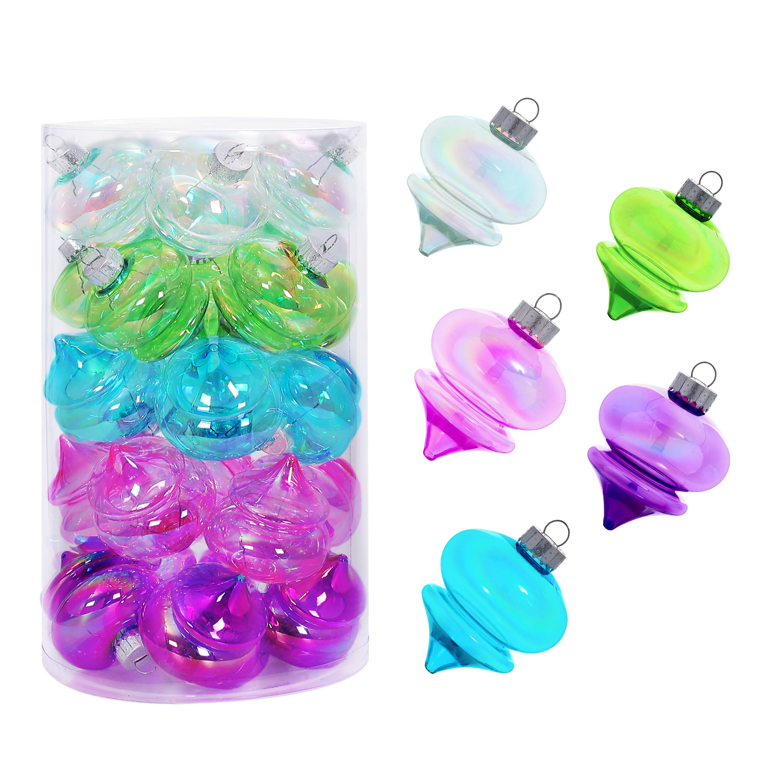 MOONET 25Pcs 2.64in Christmas Decoration Balls Shatterproof Colored Transparent Ball for Festival Wedding Home Party Decors Xmas Tree Hanging