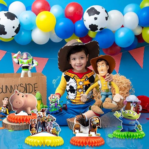 For Toy Story Birthday Party Supplies , 9Pcs Honeycomb Centerpieces for Toy Story Party Decorations, Double Sided Table Decorations Centerpieces Party