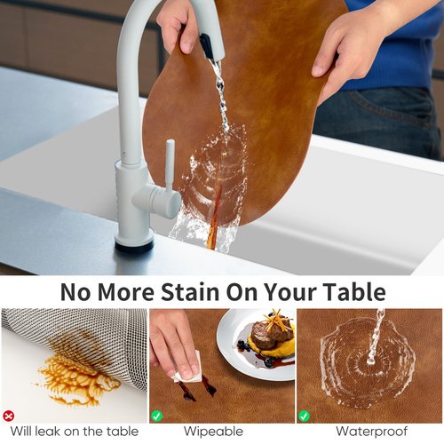 ADRIMER Placemats, Heat Resistant Oval Placemats Set of 4 Washable 12 x 17 Inch, Waterproof Table Mats, Wipeable Pu Place Mats for Kitchen, Dining Room, Turmeric Brown