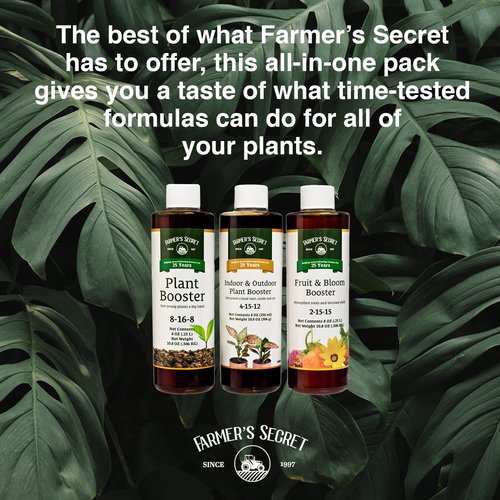 Farmer’s Secret - All-in-One Plant Booster Set | Includes 3 x 8 Ounce Bottles for Indoor & Outdoor Use