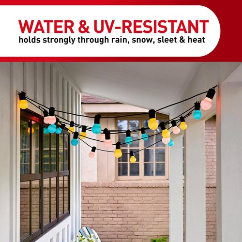 Command Outdoor Light Clips - 16 Clear Clips & 20 Adhesive Strips for Damage-Free Hanging | Perfect for Outdoor Lights & Cables