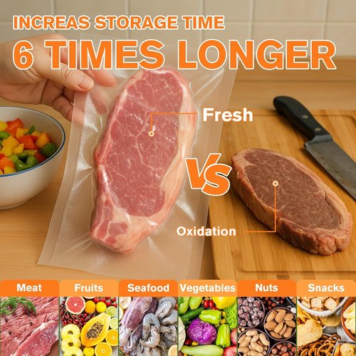 FUNFERY Vacuum Sealer Bags - Precut 200 Quart, 8" x 12" | BPA-Free for Long-Term Food Storage & Sous Vide