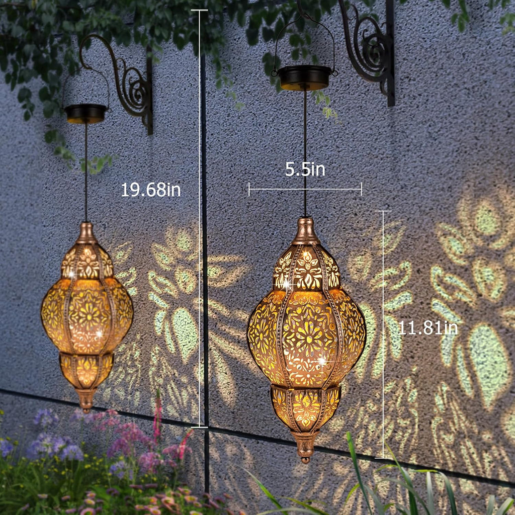 Skiennix Solar Lanterns - Waterproof Hanging Garden Lights | Unique Moroccan Decor for Outdoor Spaces