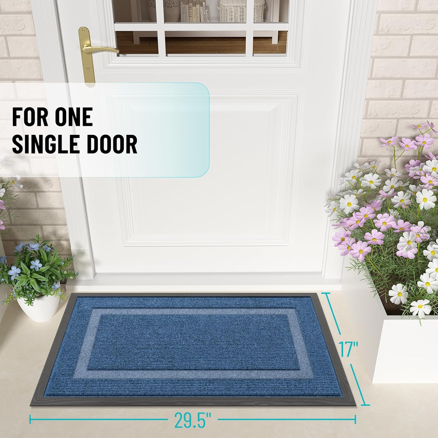 OLANLY Waterproof Front Door Mat - All-Season, Fade Resistant, Easy Clean | 29.5x17, Light Blue