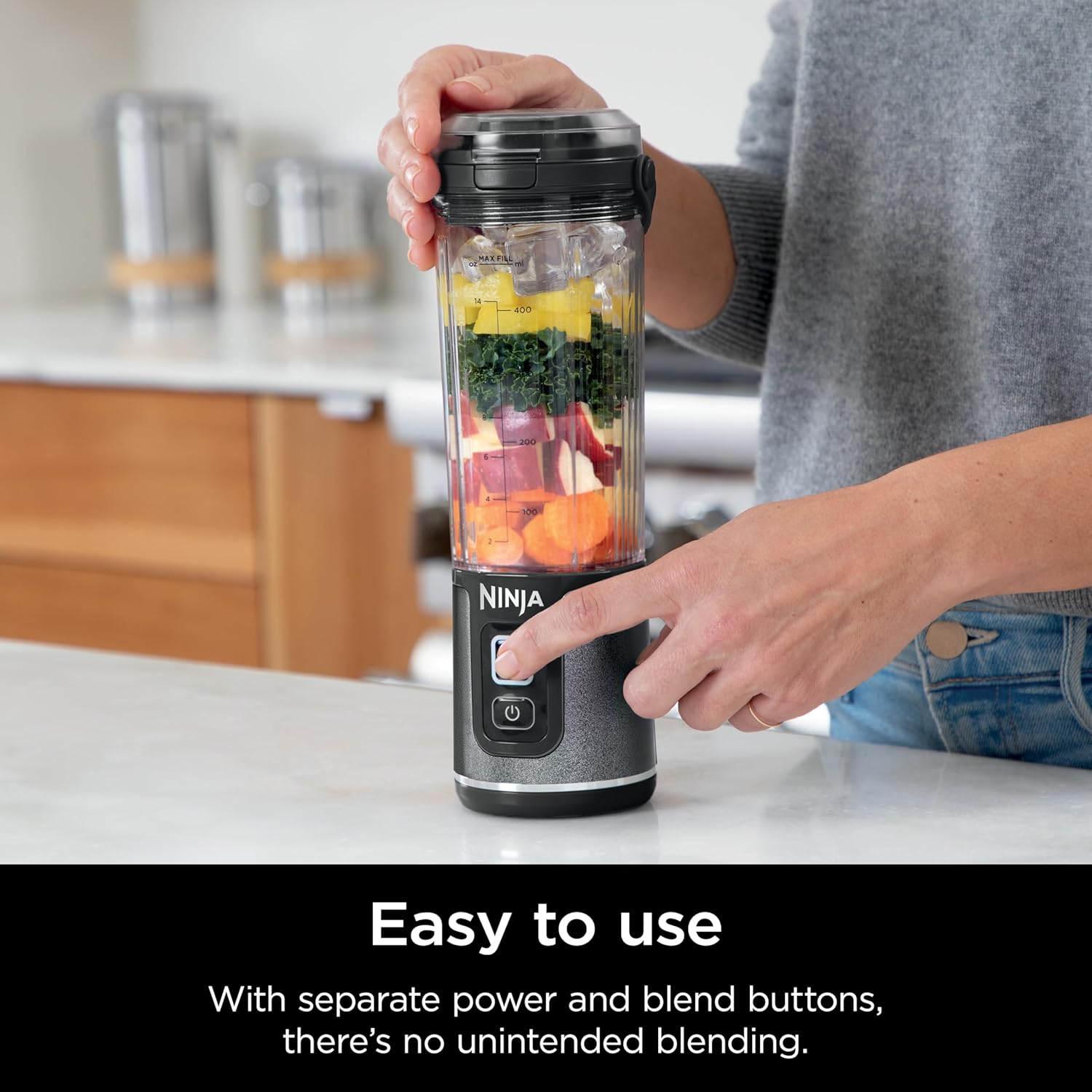 Ninja Blast Portable Blender - Cordless 18oz Personal Blender for Smoothies & Shakes | BPA Free, Leakproof, USB-C Rechargeable - Navy/Silver