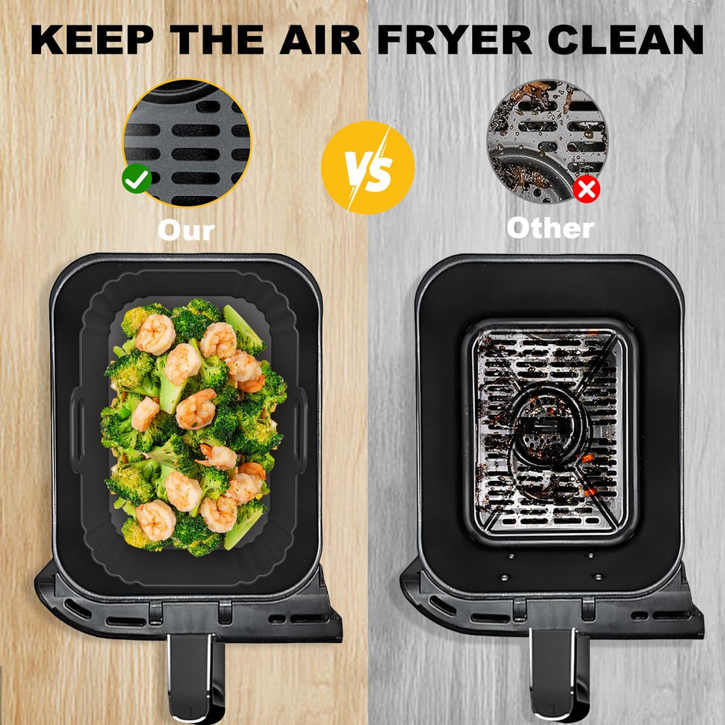 Skiennix Silicone Air Fryer Liners - Reusable for Ninja Foodi & COSORI 9QT | Fits 8-10QT Dual Basket