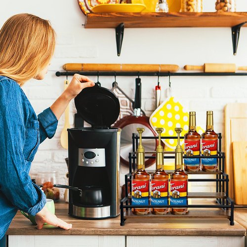 Klxuyuo 4-Tier Coffee Syrup Rack for 20 Bottles (750ml)–Sturdy Coffee Syrup Organizer Holder for Kitchen, Café, Office