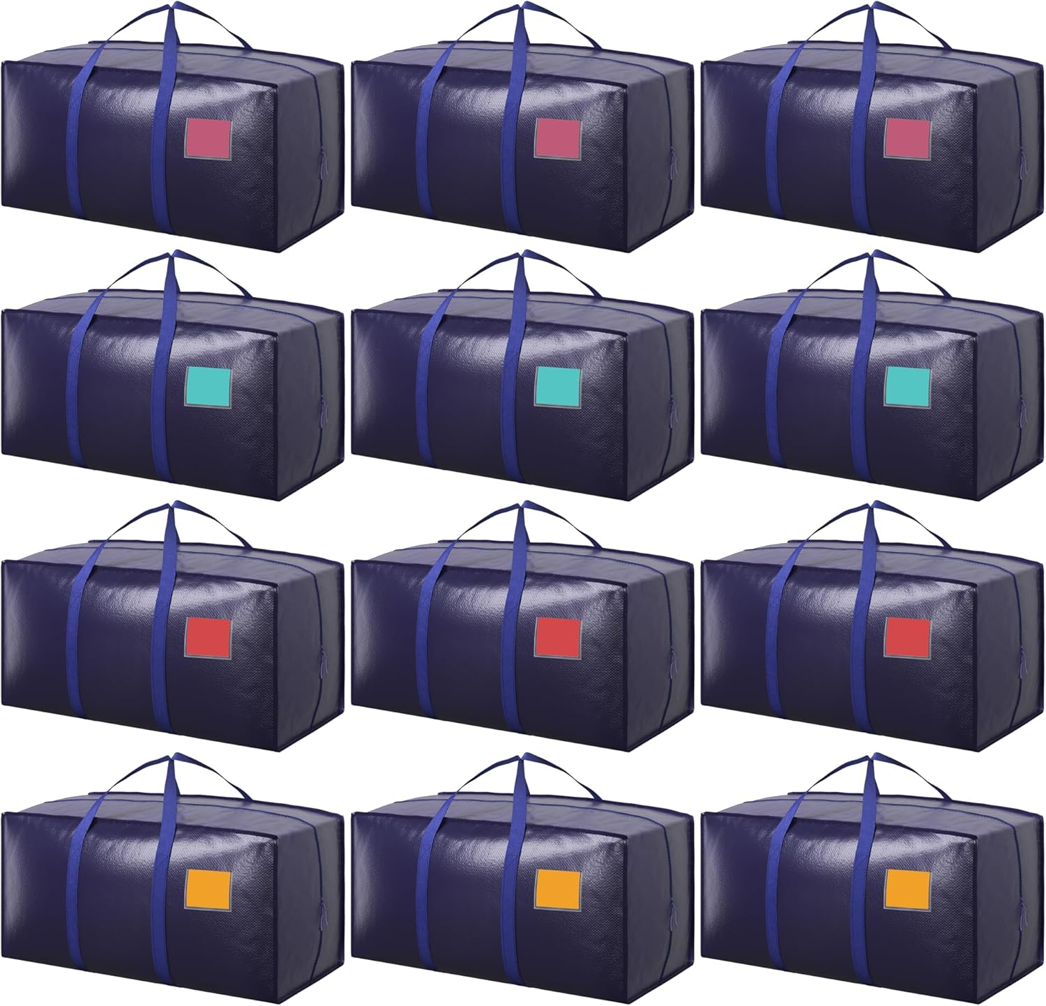 Skiennix 12 Pack Moving Bags - Extra Large 93L Heavy Duty Waterproof Storage Totes | Dark Blue for Home Organization & Moving