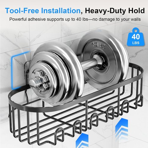 GearFusion Shower Caddy - Rustproof Stainless Steel Bathroom Organizer with 18 Hooks | 5 Pack Space-Saving Storage