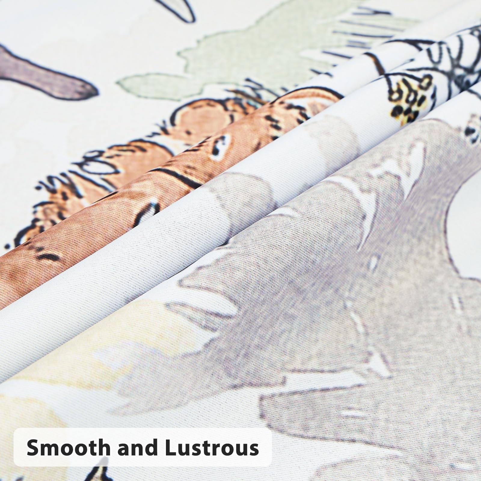 GICDSU Kids Blackout Curtains for Nursery, Boy's Woodland Animal Print Curtains for Bedroom, Cartoon Room Darkening Window Drapes 2 Panels Set, White, 42W x 84L