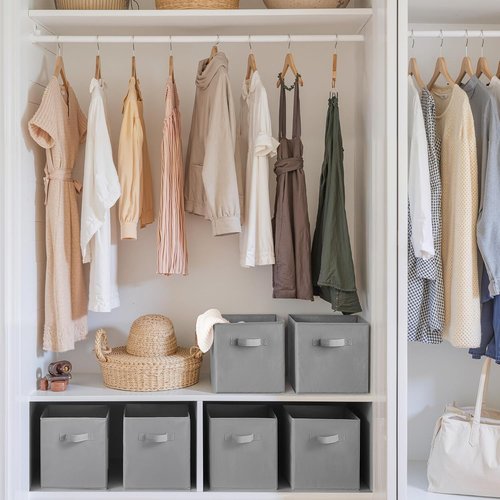 Cupic Cupid Storage Cubes - 11x11 Collapsible Bins with Handles | 6-Pack Gray Organizer for Clothes & Toys