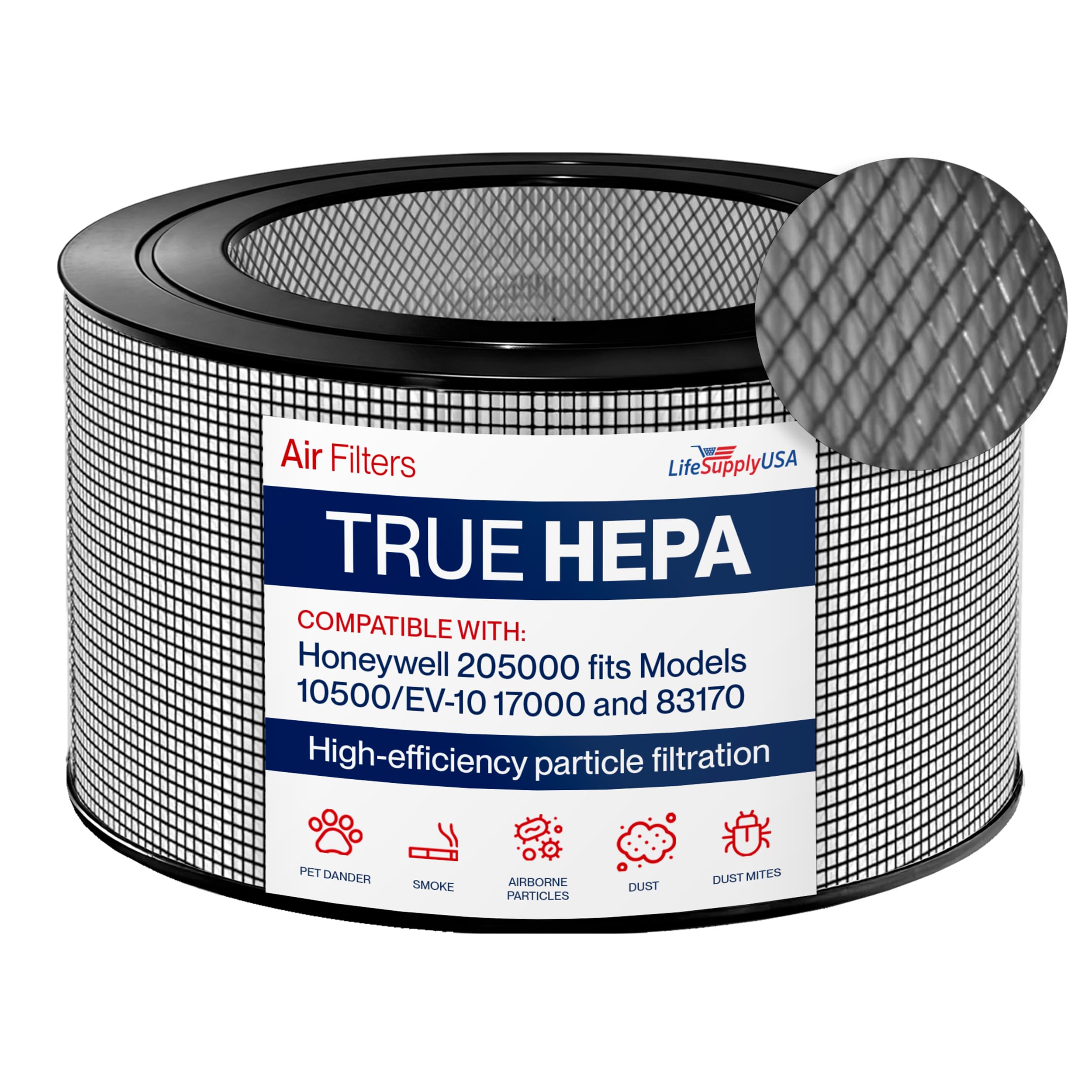 20500 HEPA Filter Compatible with Honeywell Air Cleaner 10500 (EV-10) 17000 17005 17006 17007 17008 17009 83170 by LifeSupplyUSA