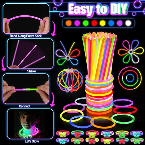 Glow in the Dark Party Supplies - 150PCS Set with Glasses, Headbands & Glow Sticks | Neon Fun for Kids & Adults