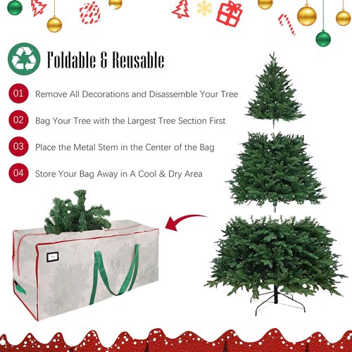 Cosy Family Christmas Tree Storage Bag - Durable 7.5 ft Heavy Duty Extra Large with Reinforced Handles & Dual Zippers
