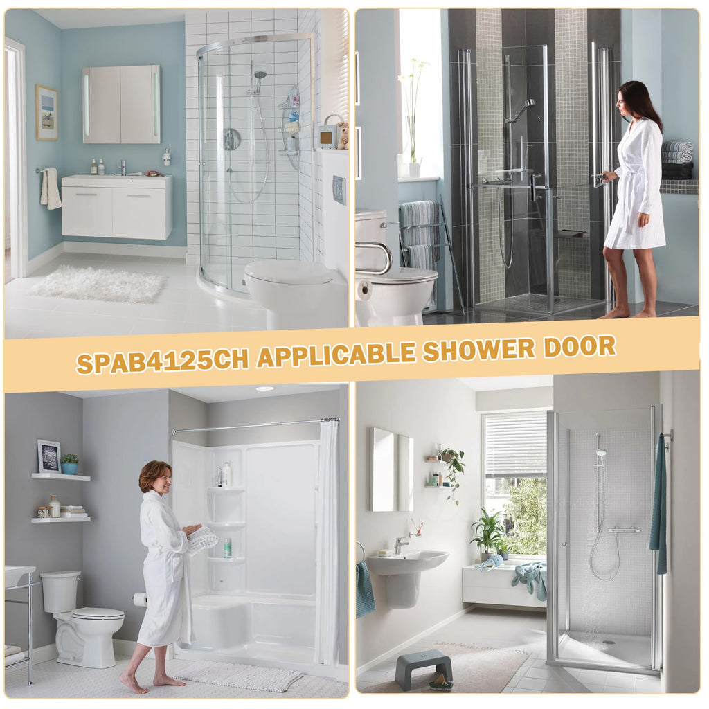 Clear Acrylic Shower Door Towel Bar Brackets with Bright Chrome Sleeve Replacement for Alumax/Basco Framed Sliding Shower Door Towel Rod Sliding Doors Replacement Parts-Towel Bar NOT Included (Silver)