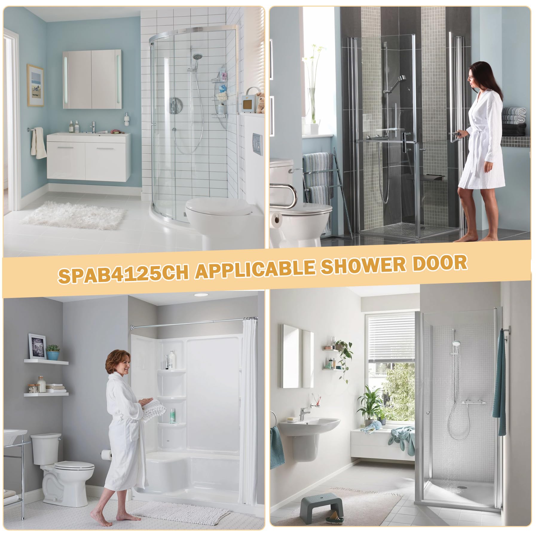 Clear Acrylic Shower Door Towel Bar Brackets with Bright Chrome Sleeve Replacement for Alumax/Basco Framed Sliding Shower Door Towel Rod Sliding Doors Replacement Parts-Towel Bar NOT Included (Silver)
