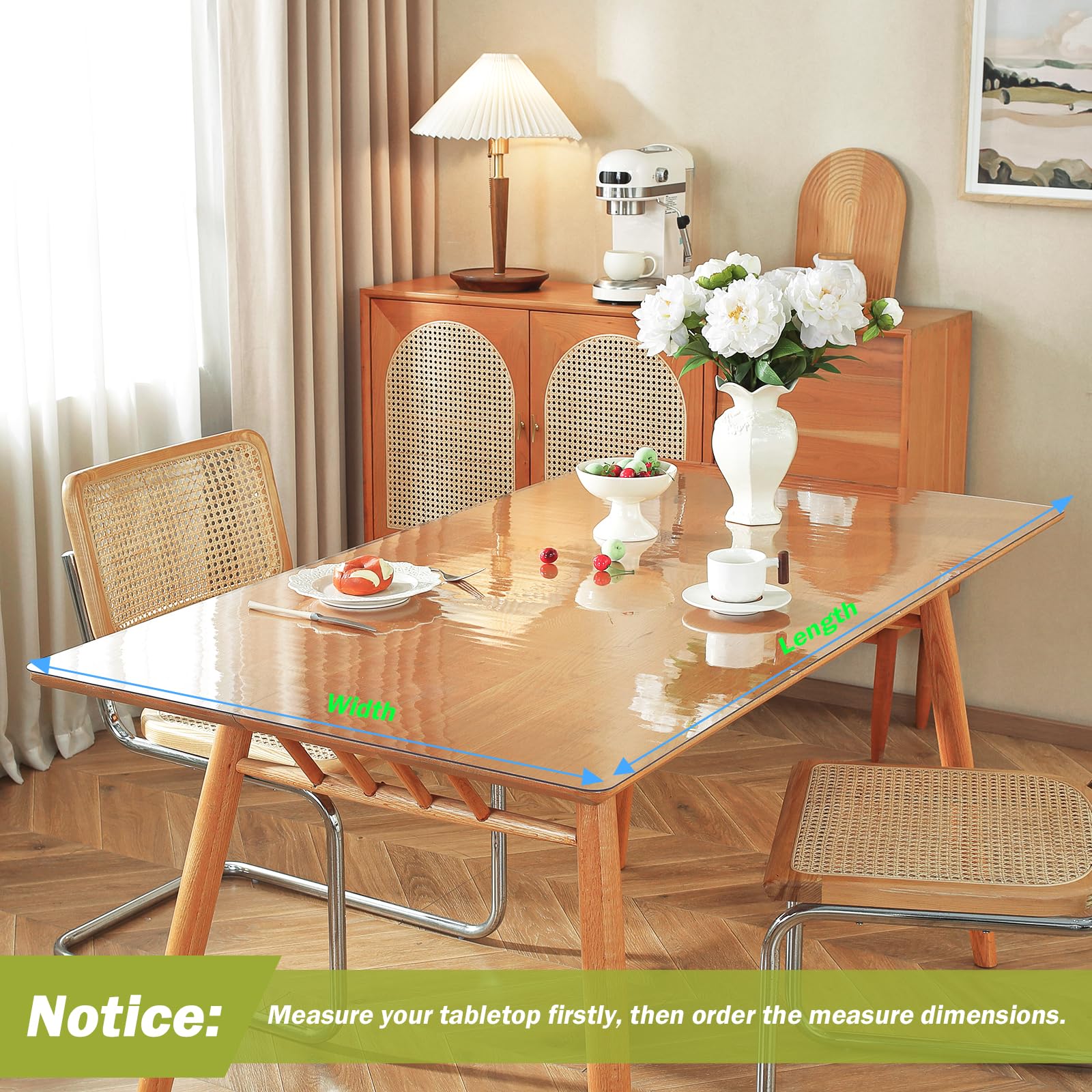 OstepDecor Clear Table Cover Protector 40 x 80 Inch, 1.5mm Thick Plastic Table Cover, Dining Table Protector Pad, Waterproof & Easy Cleaning PVC Desk Mat for Dresser, Coffee & Kitchen Wooden Tabletop
