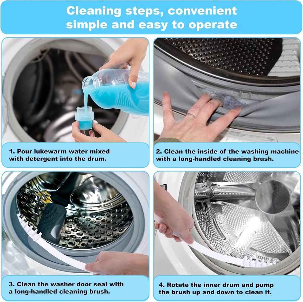 Palksky Washing Machine Cleaning Brush Set - 1 Drum Slot & 5 Crevice Brushes for Front Load Washers