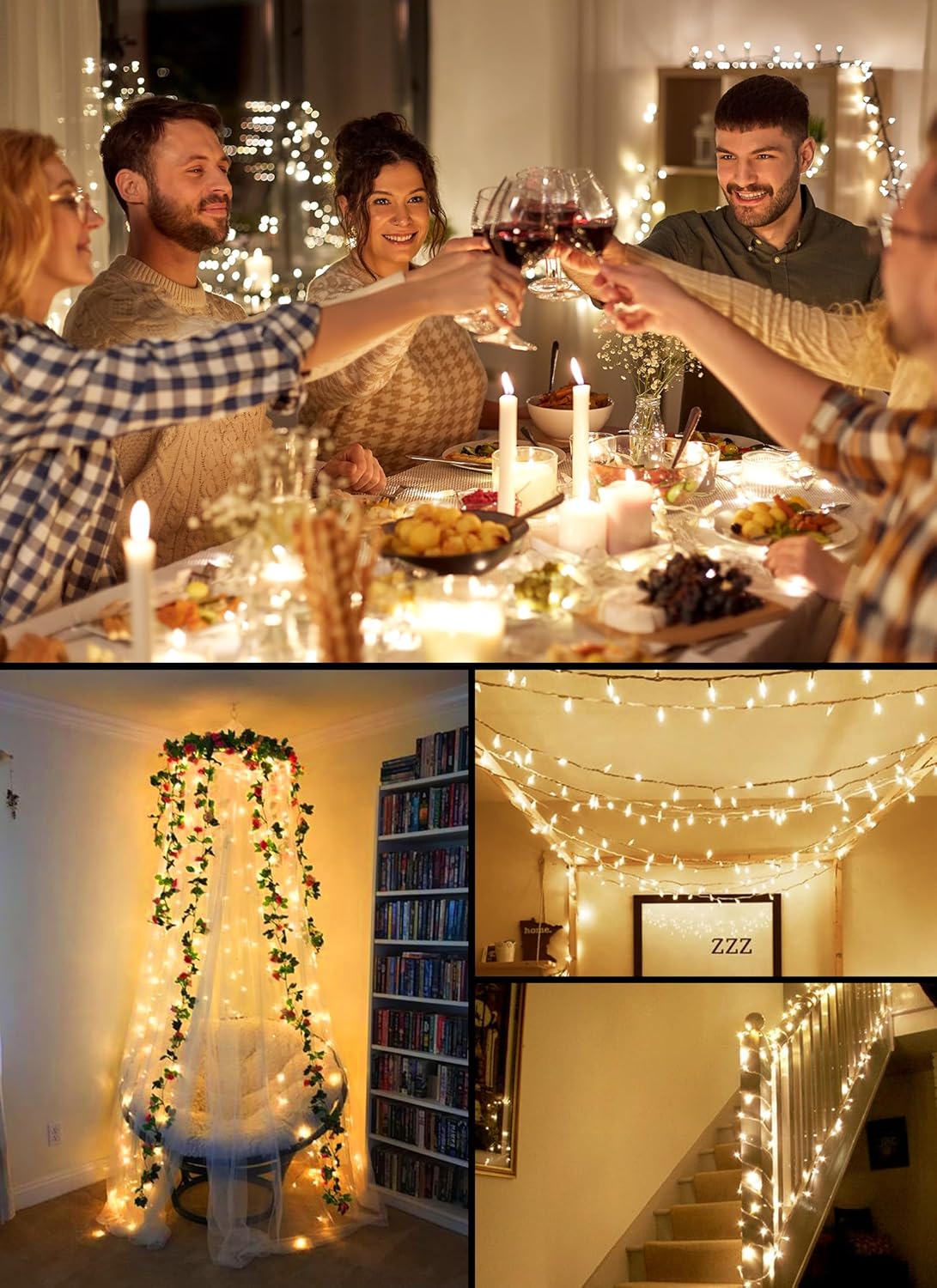 Brightown Christmas String Lights - 20 LED Battery Operated Mini Lights with Timer - 8ft Warm White (2 Pack)