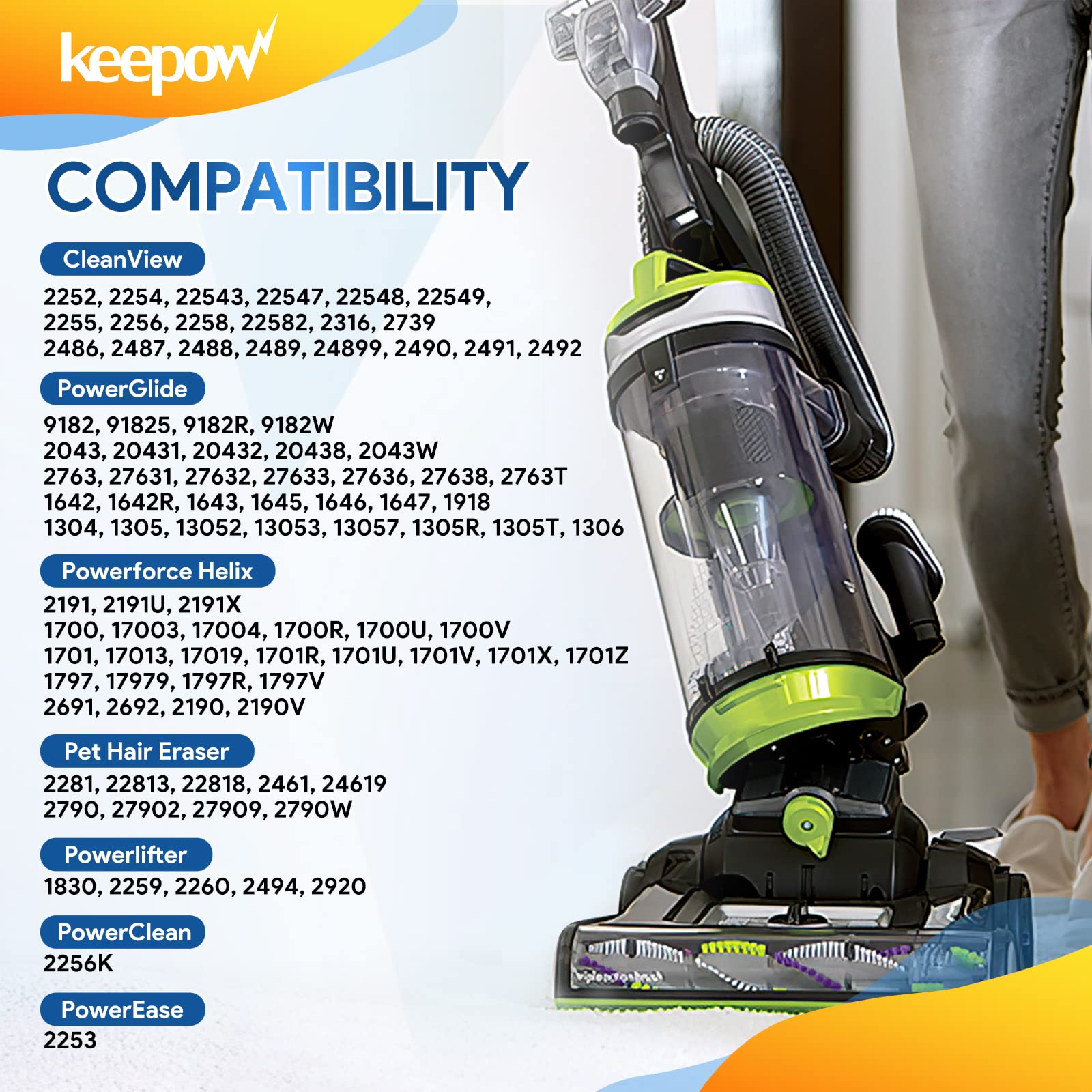 KEEPOW Febreze Vacuum Filter Compatible with Bissell Cleanview & PowerGlide Pet Vacuum, 3 Pack, Part #12141
