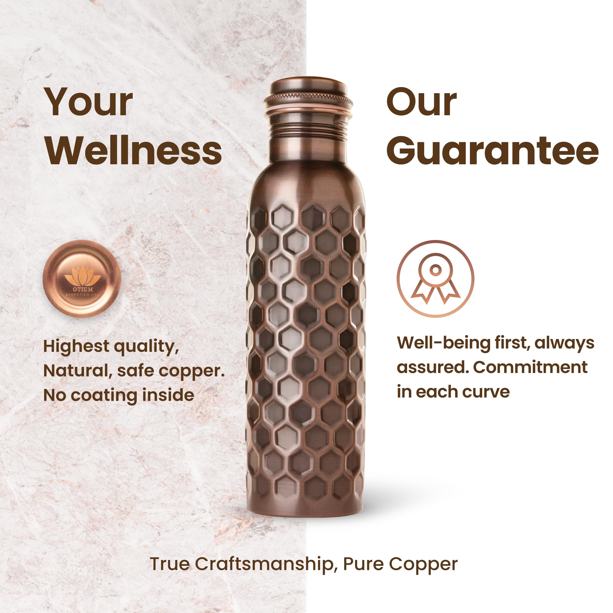 Otiem 100% Copper Water Bottle for Drinking Water, 34 Oz Antique Black – Stay Hydrated and Enjoy Ayurvedic Benefits – Leak-Proof, Temperature Retention, Eco-Friendly Design – Durable Copper Bottle