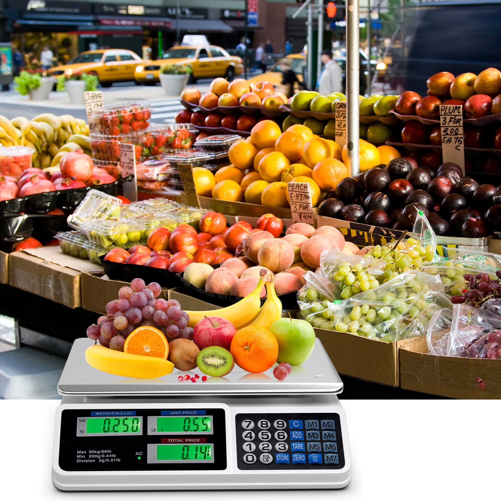 Goplus 66lb Price Computing Scale, Digital Commercial Food Produce Scale with Stainless Steel Large Platform, Counting Function for Farmer Market, Kitchen, Meat Shop, Deli