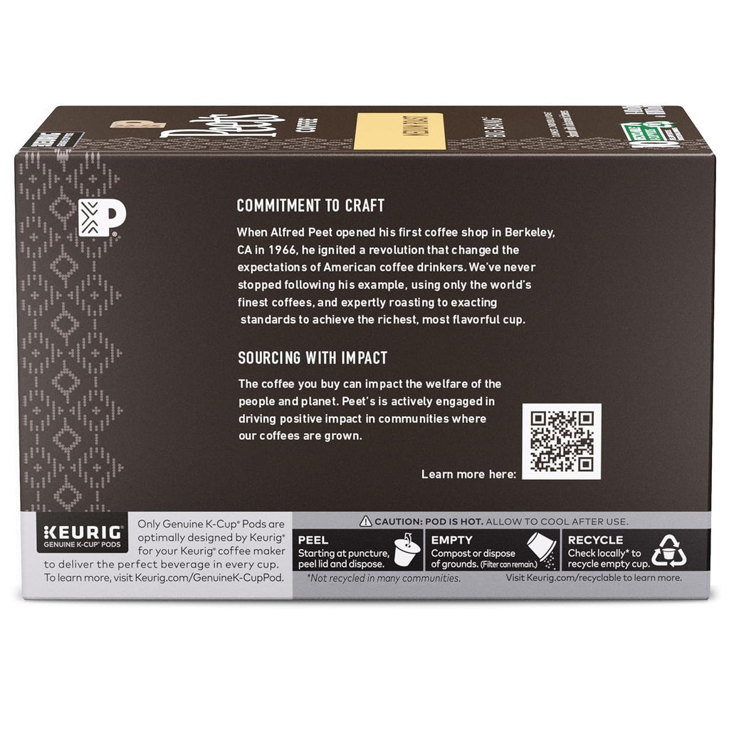 Peet's Coffee Medium Roast K-Cup Pods - 100% Arabica Big Bang Flavor | 60 Count (6 Boxes of 10 Pods)