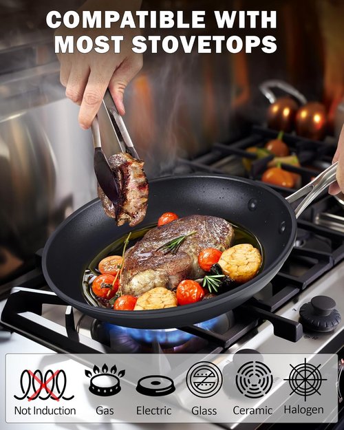 Cooks Standard 8-Inch Nonstick Omelet Pan - Classic Hard Anodized Saute Skillet in Black