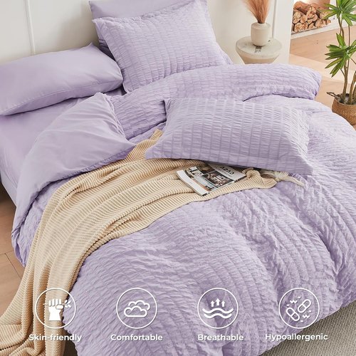 HYMOKEGE Lavender California King Comforter Set - 7-Piece All-Season Luxury Bedding Ensemble