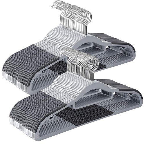 BGRQRIQ 50 Pack Plastic Clothes Hangers- 16.5 Inch Slim Space Saving Hangers for Closet, Heavy Duty Non-Slip Hangers with 360° Swivel Hooks for Hanging Coats, Suits, Jackets, Shirts,T-Shirt