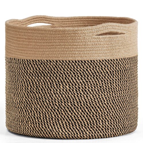 Goodpick Large Cotton Rope Basket - 15.8" x 15.8" x 13.8" | Stylish Wicker Storage for Blankets & Toys