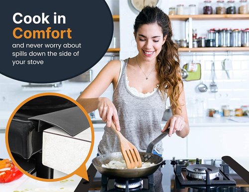 Linda’s Essentials Silicone Stove Gap Covers - Heat Resistant Oven Gap Filler Seals (2 Pack, 21 Inches, Black)