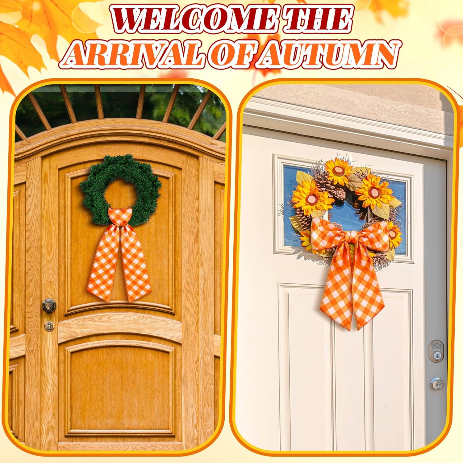VitalCozy Fall Check Wreath Sash - Satin Ribbon for Monogrammed Decor | Indoor/Outdoor Use