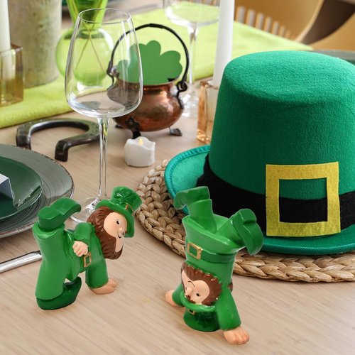 Gift Boutique St. Patrick's Leprechaun Figurines - Set of 3 Mini Resin Decor for Home & Garden