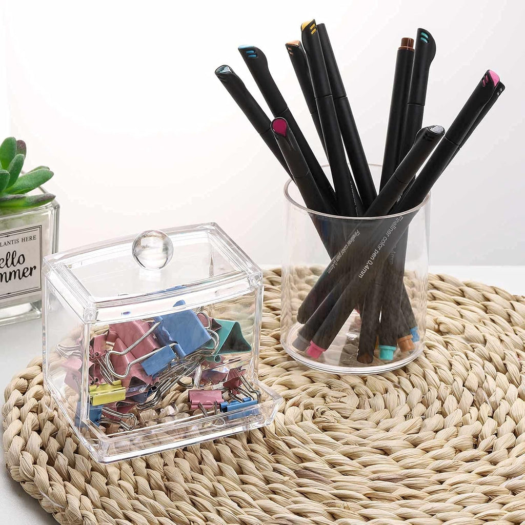 Tbestmax Cotton Ball & Swab Dispenser - 3-Piece Apothecary Jar Organizer for Bathroom Storage
