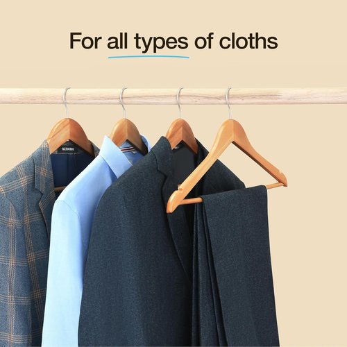 Home It Wooden Hangers 30 Pack - Durable Non-Slip Heavy Duty Coat Hangers for Jackets & Suits | Natural Wood Finish
