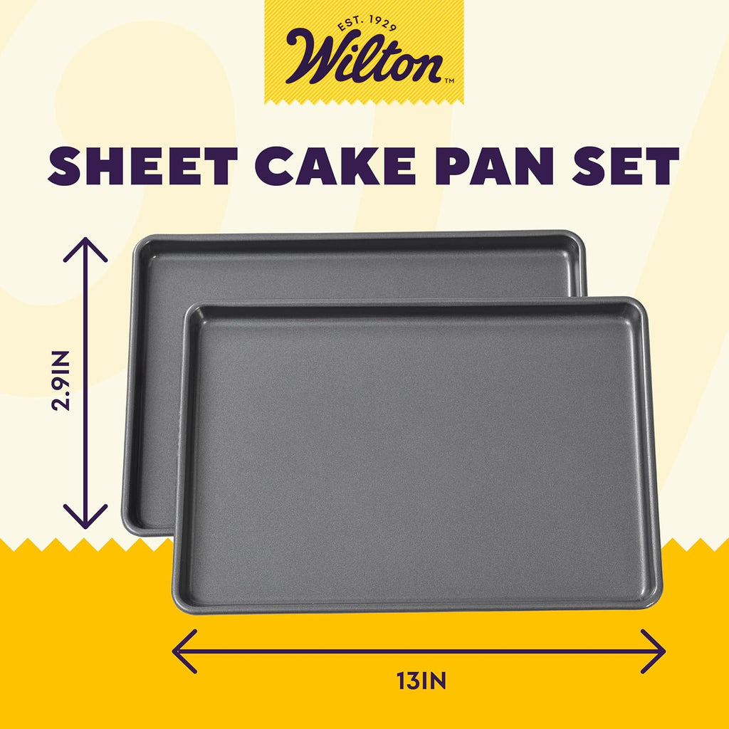 Wilton Easy Layers Sheet Cake Pan Set - 2-Piece Rectangle Baking Sheets | Durable Steel Construction