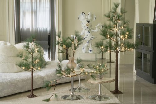 LITBLOOM Lighted Christmas Tree with Timer 4FT 36 Warm White LED Lights, Pine Tree with Lights for Home Xmas Holiday Decoration Indoor Outdoor