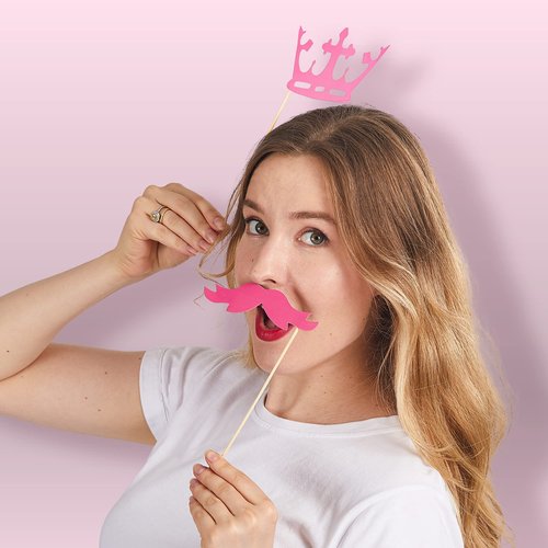 Joyin Toy Photo Booth Props 66 Pieces，Multicolor Kit for Graduation Wedding Party Supplies Favors，with Stick, Hats, Glasses, Mouth, Bowler, Bowties
