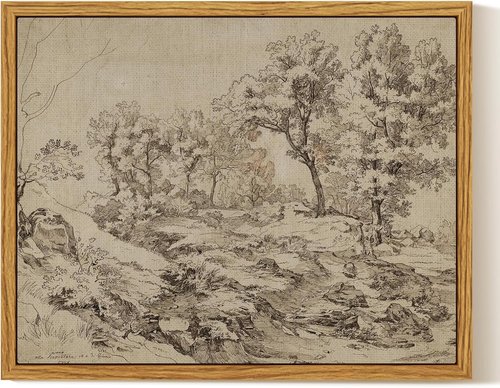 InSimSea Framed Canvas Wall Art - Neutral Sketch Landscape Painting for Rustic Home Decor | 10x8 in Beige Tones