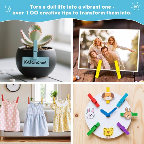 80 Pcs Colored Wooden Clothes Pins 2.9 Inch DIY Crafts Clips for Hanging Decorative Multifunctional Clothespins