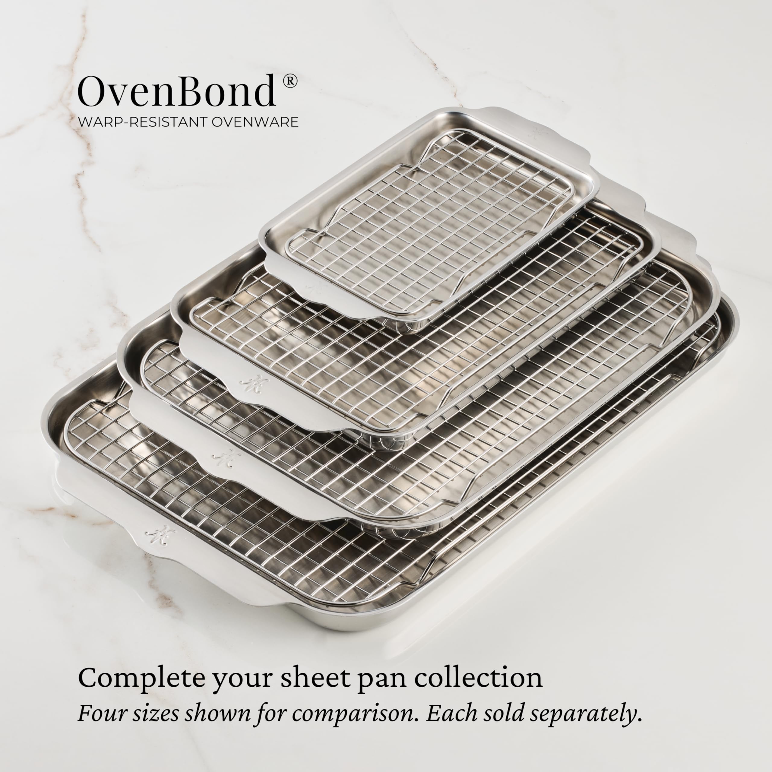 Hestan OvenBond Provisions - Tri-Ply Stainless Steel 2-Piece Mini-Eighth Sheet Pan & Rack Set (6 x 9")