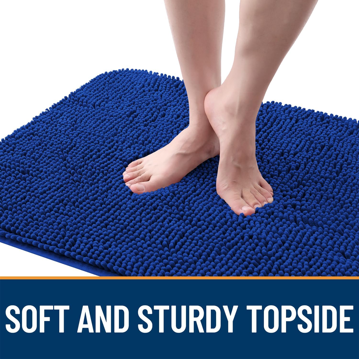 OLANLY Dog Door Mat - Absorbent Non-Slip Washable Chenille Mat for Muddy Paws | 54x24 Royal Blue