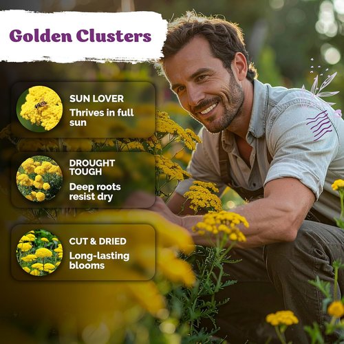 KVITER 7000 Gold Yarrow Seeds - Organic Perennial Flower Seeds for Herb Gardens & Meadows