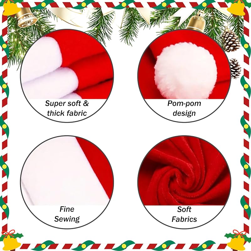 Holiday Christmas Chair Covers Set of 4 with Red Variation - Stretchable Parson Chair Slipcovers