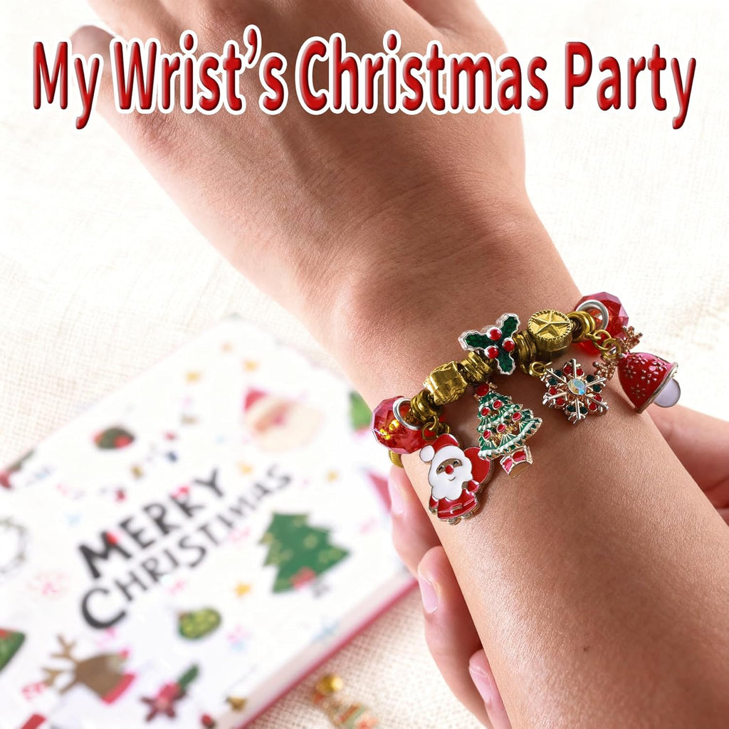 Skiennix Christmas Advent Calendar Bracelets 2025 - 24-Day DIY Jewelry Kit with 22 Charms & 2 Bracelets for Girls