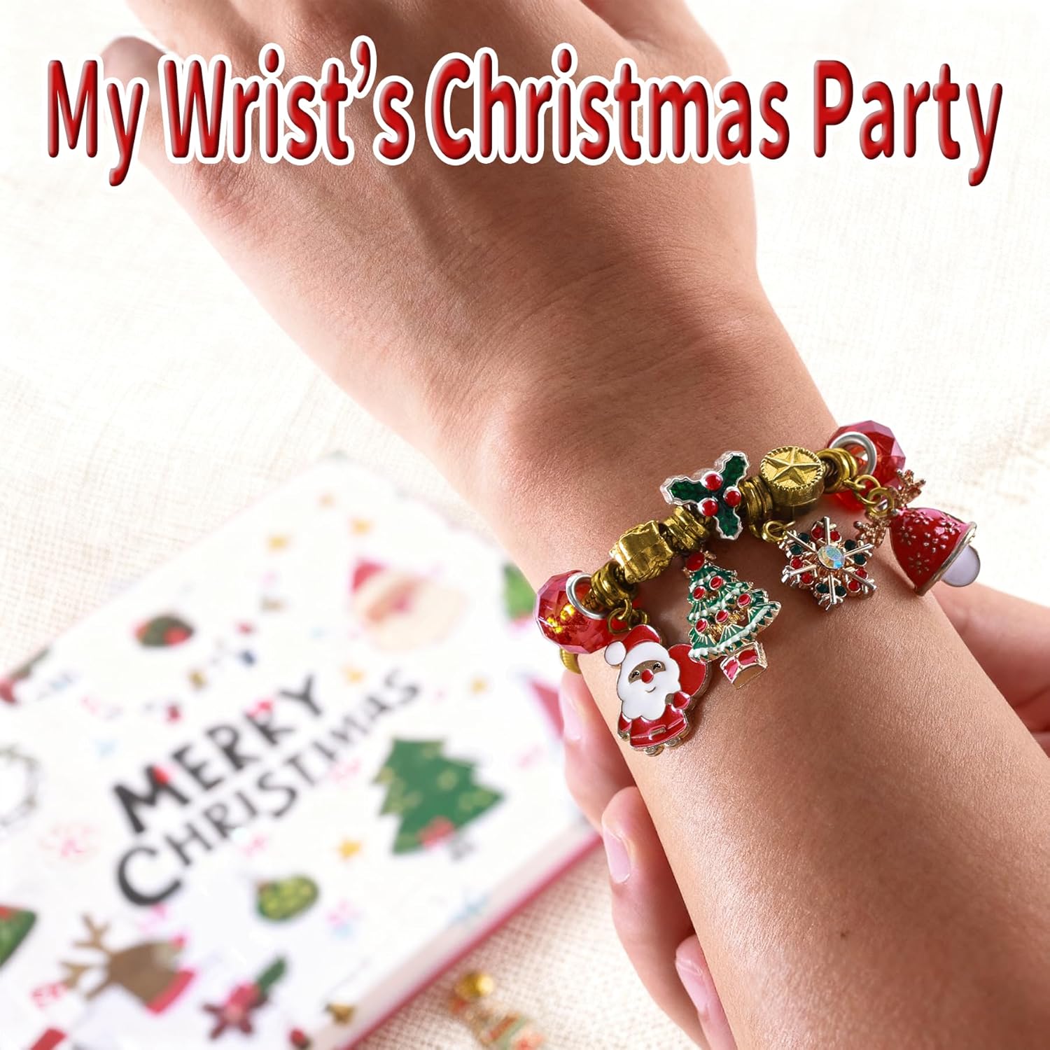 Skiennix Christmas Advent Calendar Bracelets 2025 - 24-Day DIY Jewelry Kit with 22 Charms & 2 Bracelets for Girls