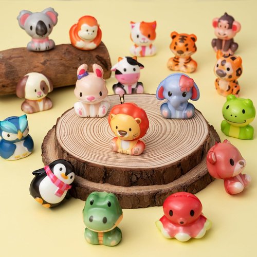 DMIGHT Safari Animal Squishy Toys - 24PCS Party Favors for Kids | Goodie Bag Stuffers & Birthday Gifts